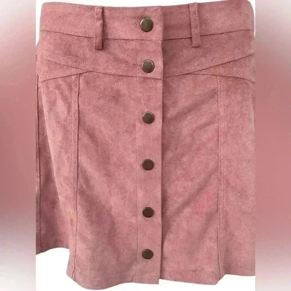 She + Sky women’s pink button down skirt sz Small cotton blend preloved